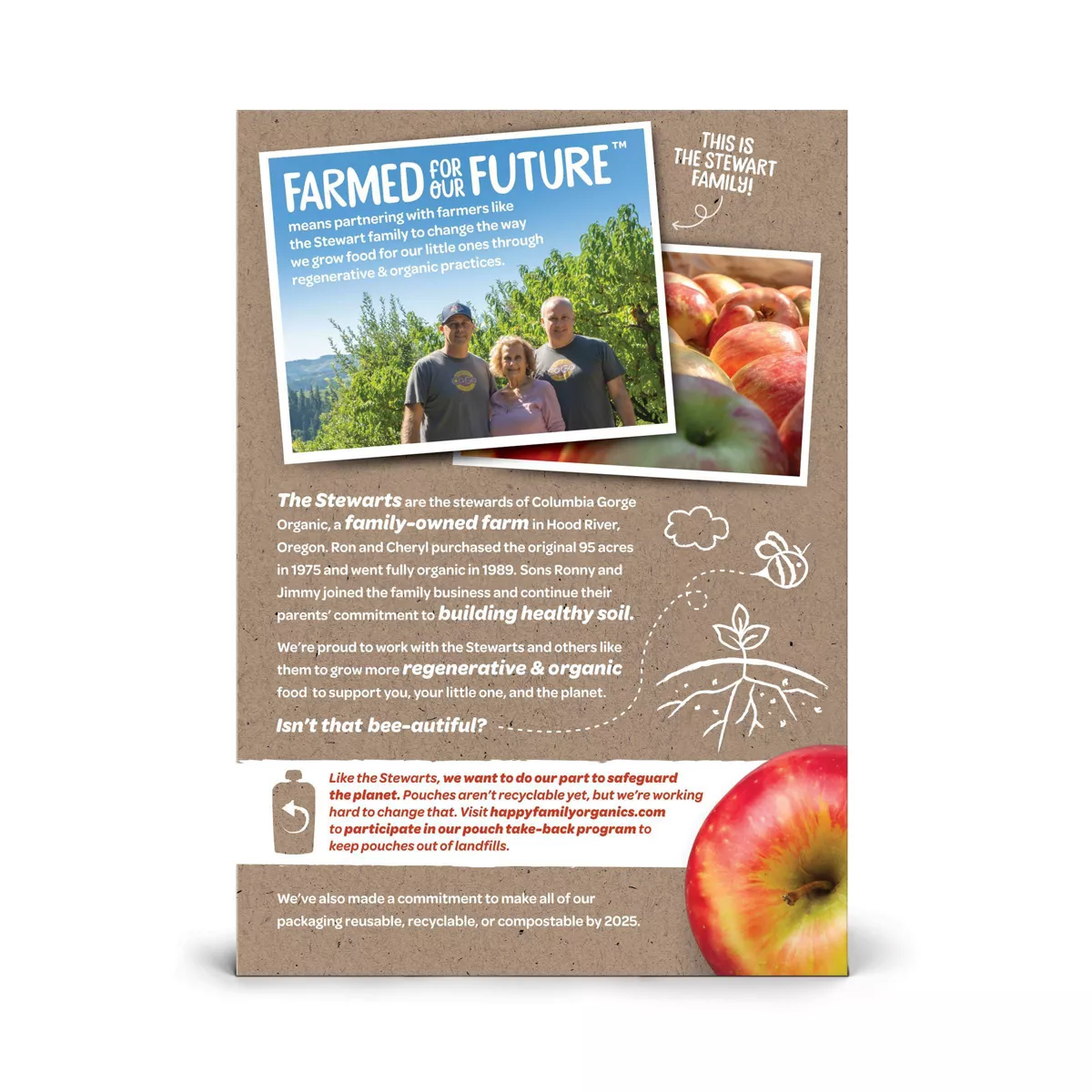 HappyBaby Farmed for Our Future 4pk Regenerative & Organic Apples & Carrots Baby Food Pouch - 16oz