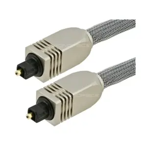 Monoprice Premium S/PDIF (Toslink) Digital Optical Audio Cable - Silver - 15 Feet | Heavy Duty Mesh Jacket, Metal Connector Heads, For Play Station,