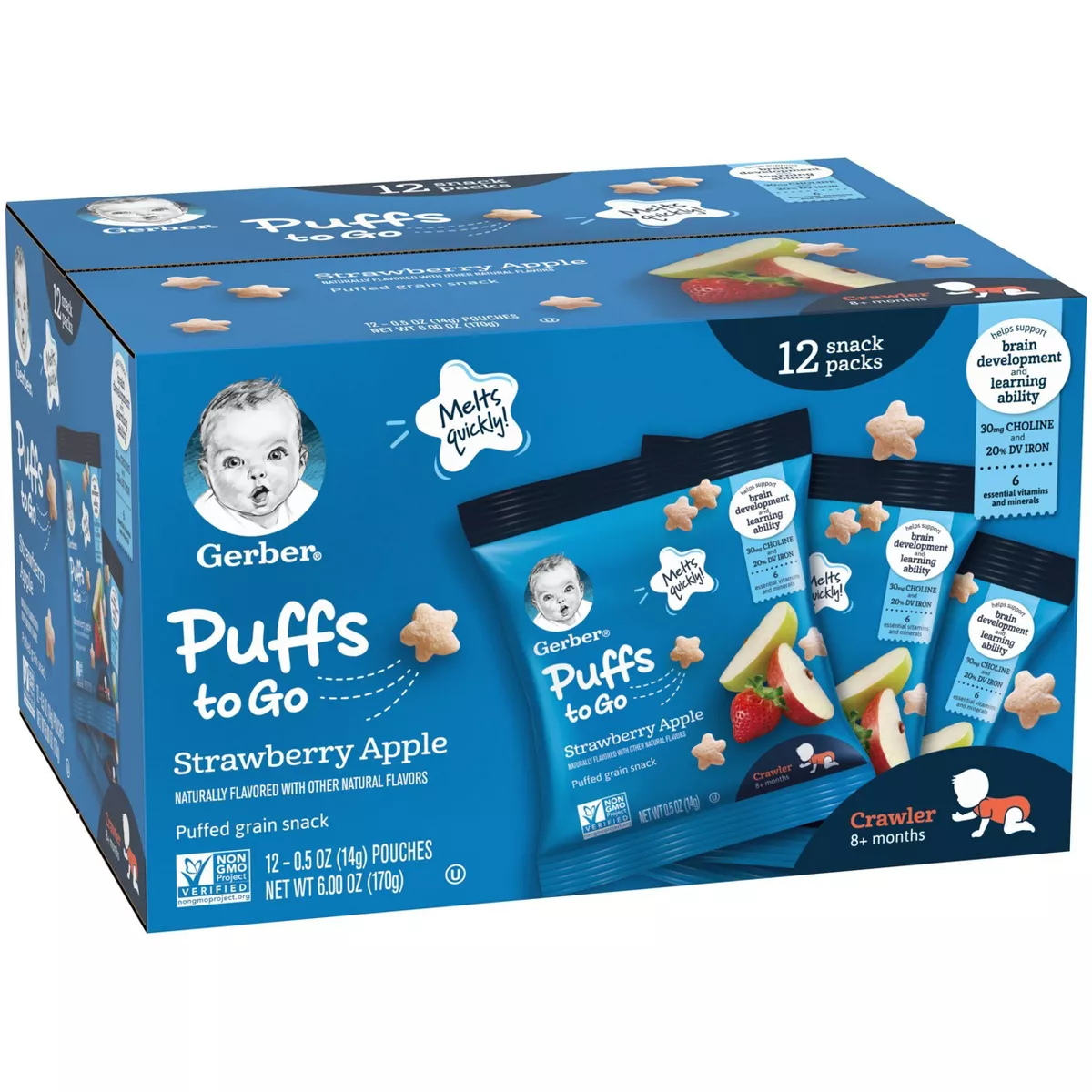 Gerber Puffs Strawberry Apple Baby Snacks - 12ct/0.5oz Each