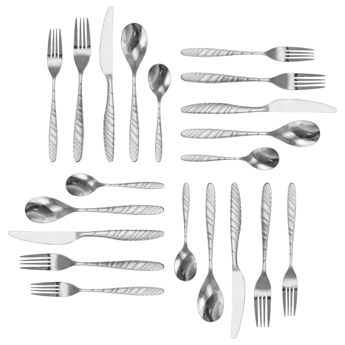 20pc Stainless Steel La Vague Silverware Set Silver - MegaChef