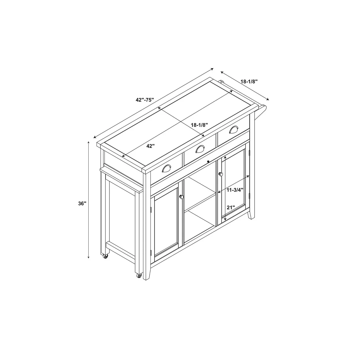 Sheridan Kitchen Cart - White - Linon