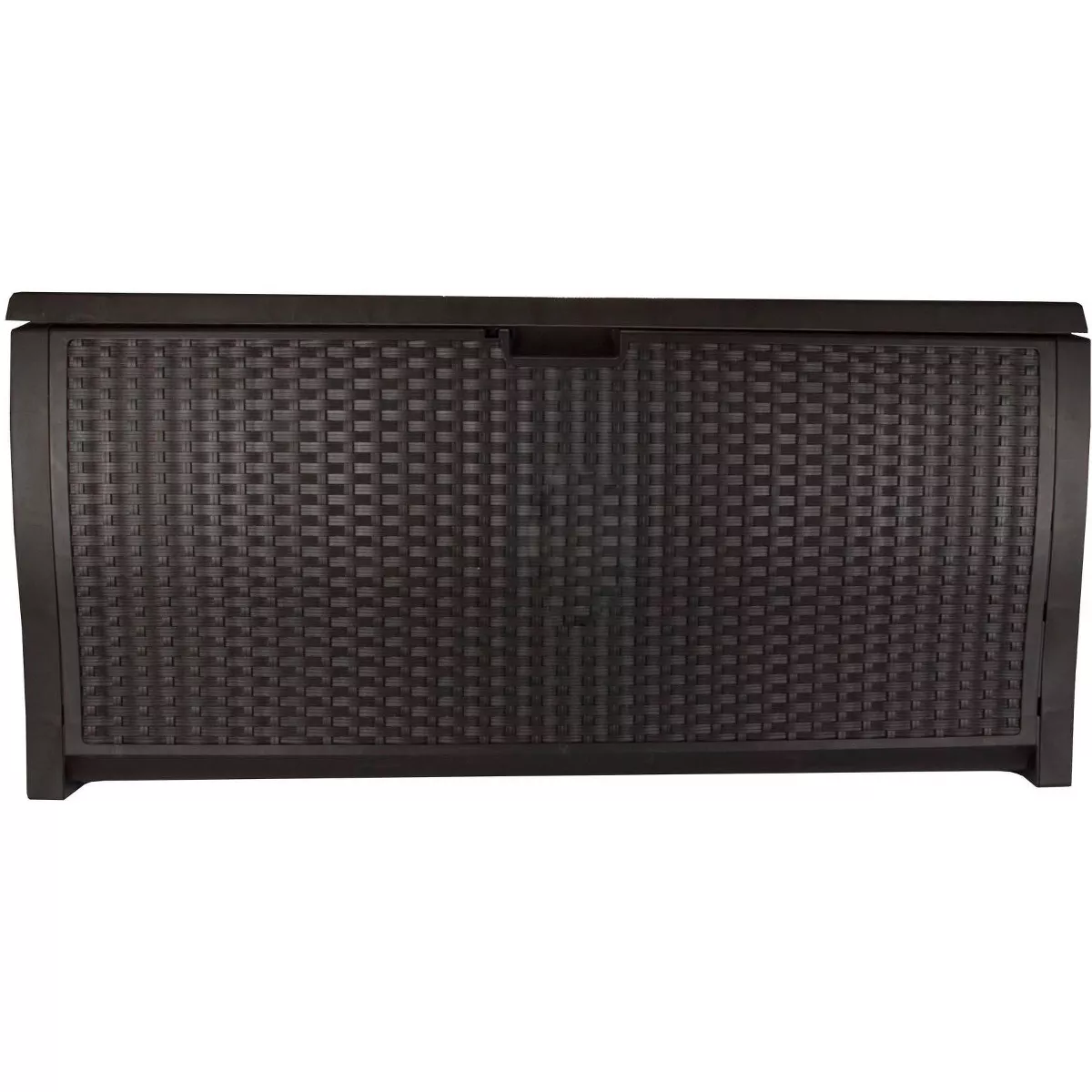 Suncast 99 Gallon Deck Garden Garage Home Wicker Resin Pool Box-Mocha (2 Pack)