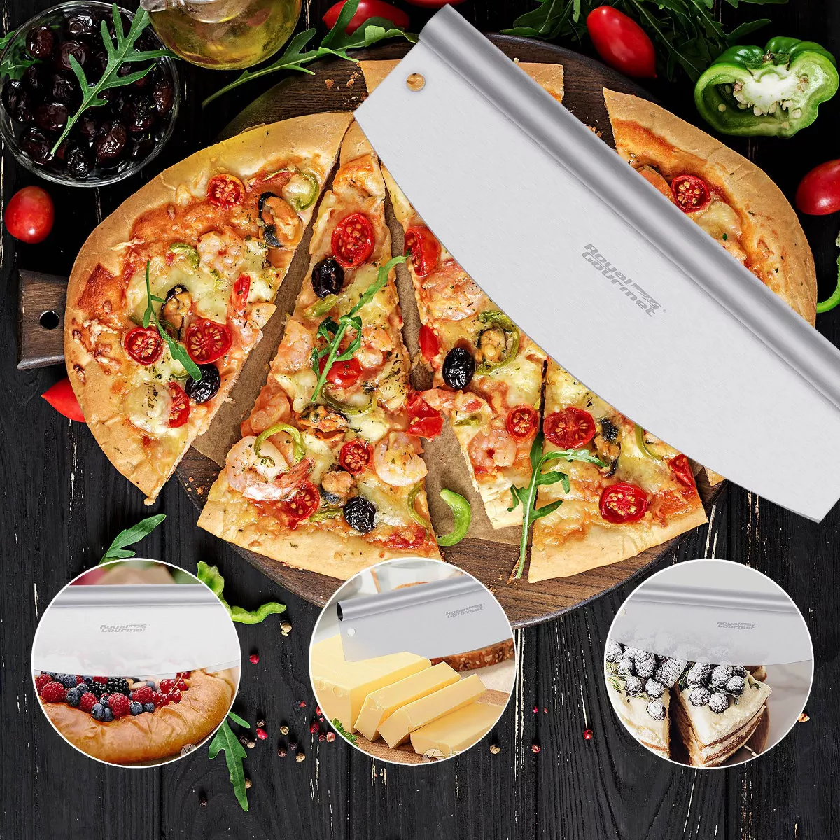 Royal Gourmet 3pc Pizza Set for Grill Oven With 14'' Round Pizza Cordierite Stone