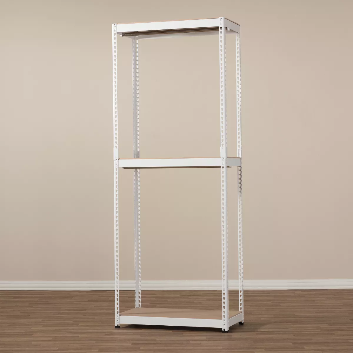 Gavin Metal 3 - Shelf Closet Storage Racking Organizer - White - Baxton Studio