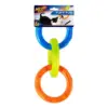 NERF TPR 3 Ring Tug Dog Toy - Blue/Green/Orange - 10.5"