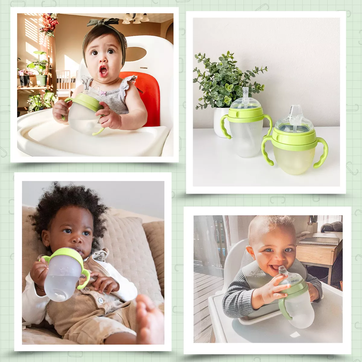 ANPEI Transitional Nipple Kit for Comotomo Bottles, Soft Sippy 6m+, Green