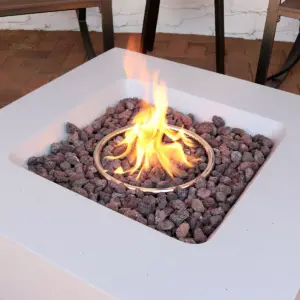 Sunnydaze Contempo Outdoor Propane Gas Fire Pit Bowl with Weather-Resistant Durable Cover and Lava Rocks - 34
