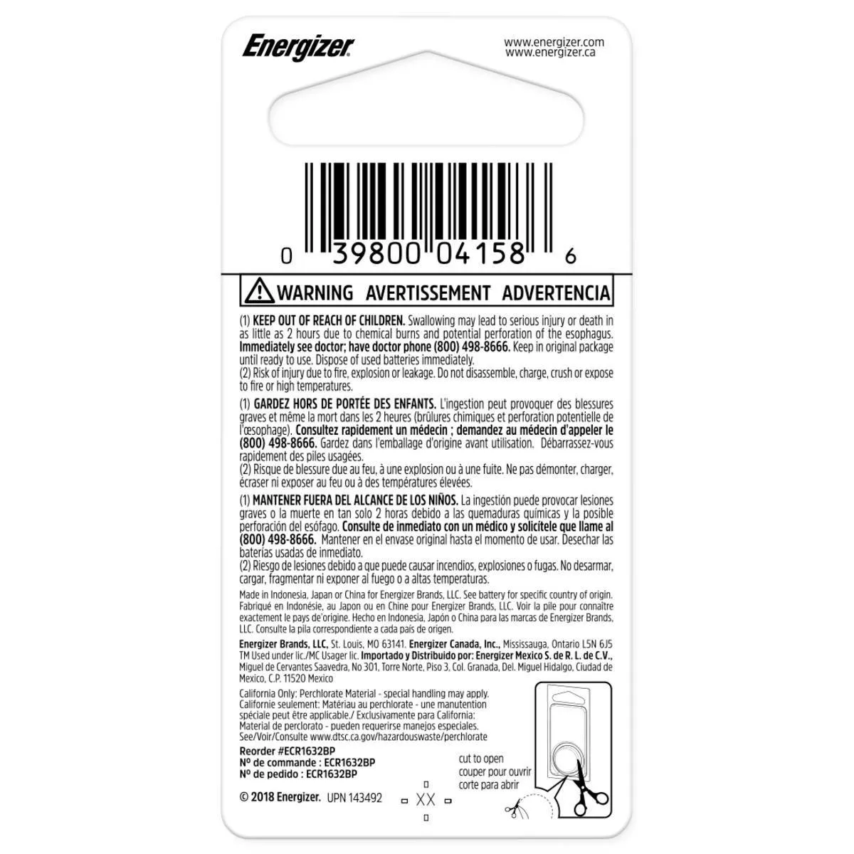 Energizer 1632 Batteries Lithium Coin Battery