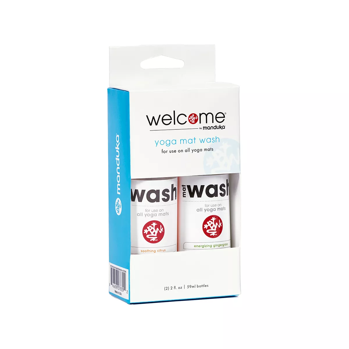 Manduka Welcome Yoga Mat Wash 2pk Citrus and Ginger Grass Scents.