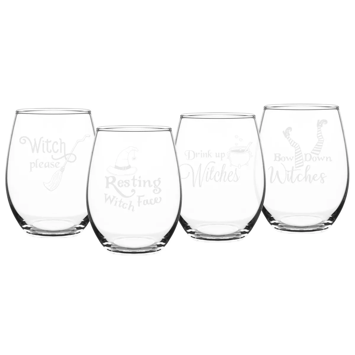 Halloween Drink Up Witches Wine Glasses