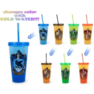 Silver Buffalo Harry Potter Hogwarts Houses Color-Changing Plastic Tumblers | Set Of 4