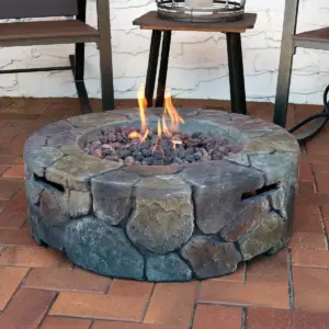Sunnydaze Outdoor Cast Stone Propane Gas Fire Pit Heater Kit with Lava Rocks - 30
