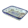 Blue Rose Polish Pottery Winter Cardinal Medium Rectangular Baker