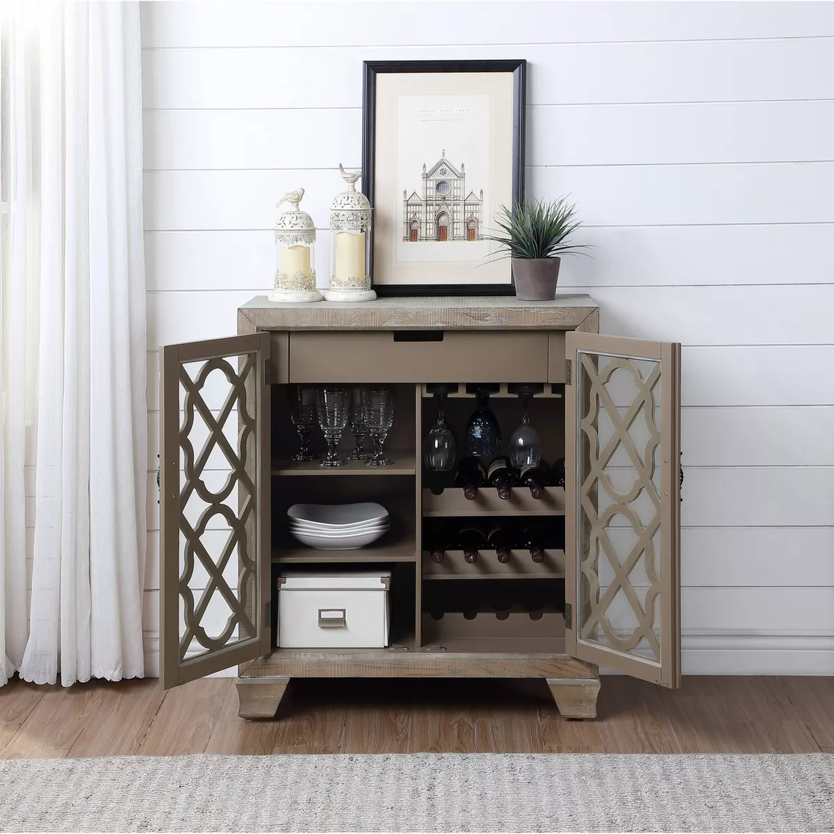 Bronte 2 Door Wine Cabinet Brown - Treasure Trove Accents