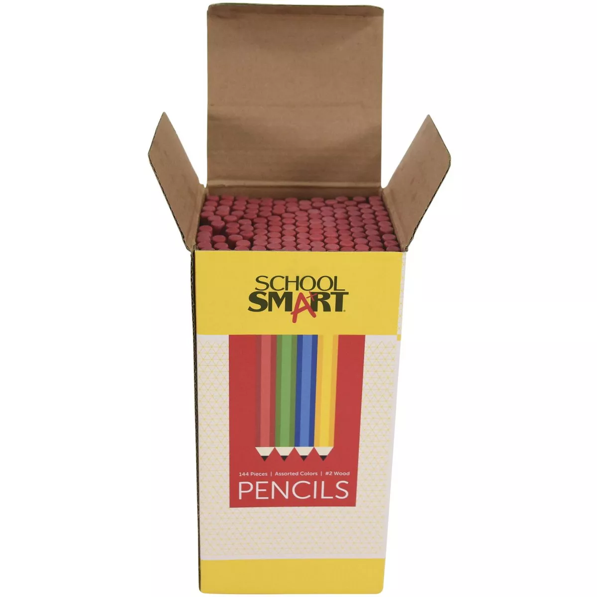 School Smart Traditional No 2 Pencils, Assorted Colors, pk of 144