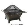 Sunnydaze Outdoor Camping or Backyard Steel Northern Galaxy Fire Pit with Cooking Grill Grate, Spark Screen, and Log Poker - 32"