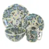 Blue Rose Polish Pottery Bluebird Garden 4 Piece Place Setting - Service for 1