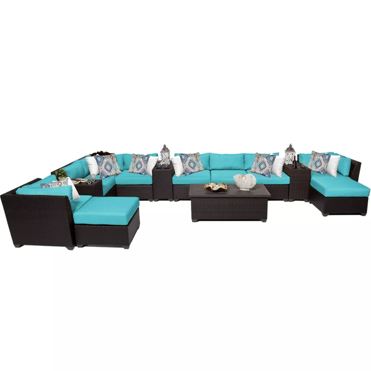 Barbados 14pc Patio Sectional Seating Set - Aruba - TK Classics