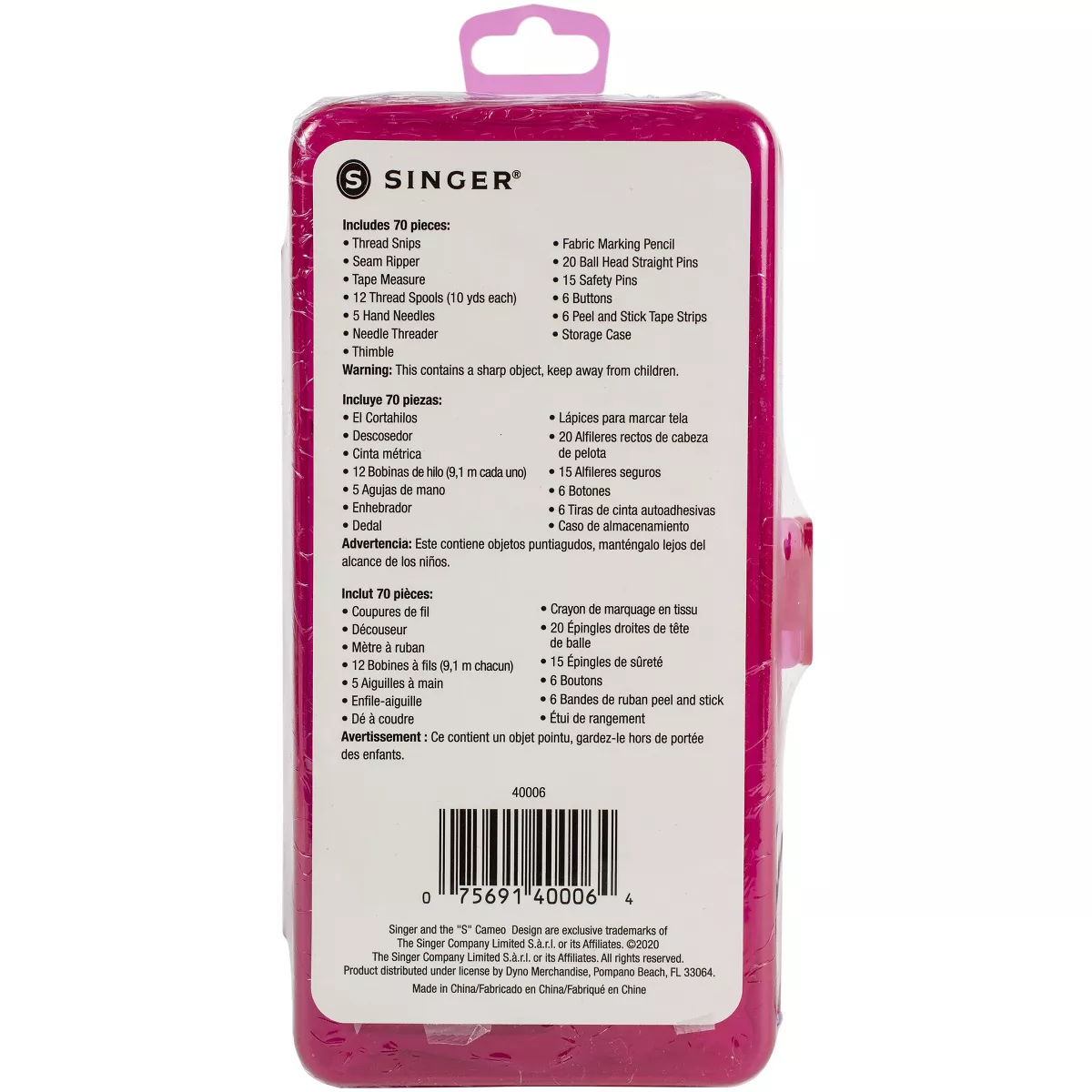 Singer Exclusive Survival Sew Kit 70/Pkg-Pink