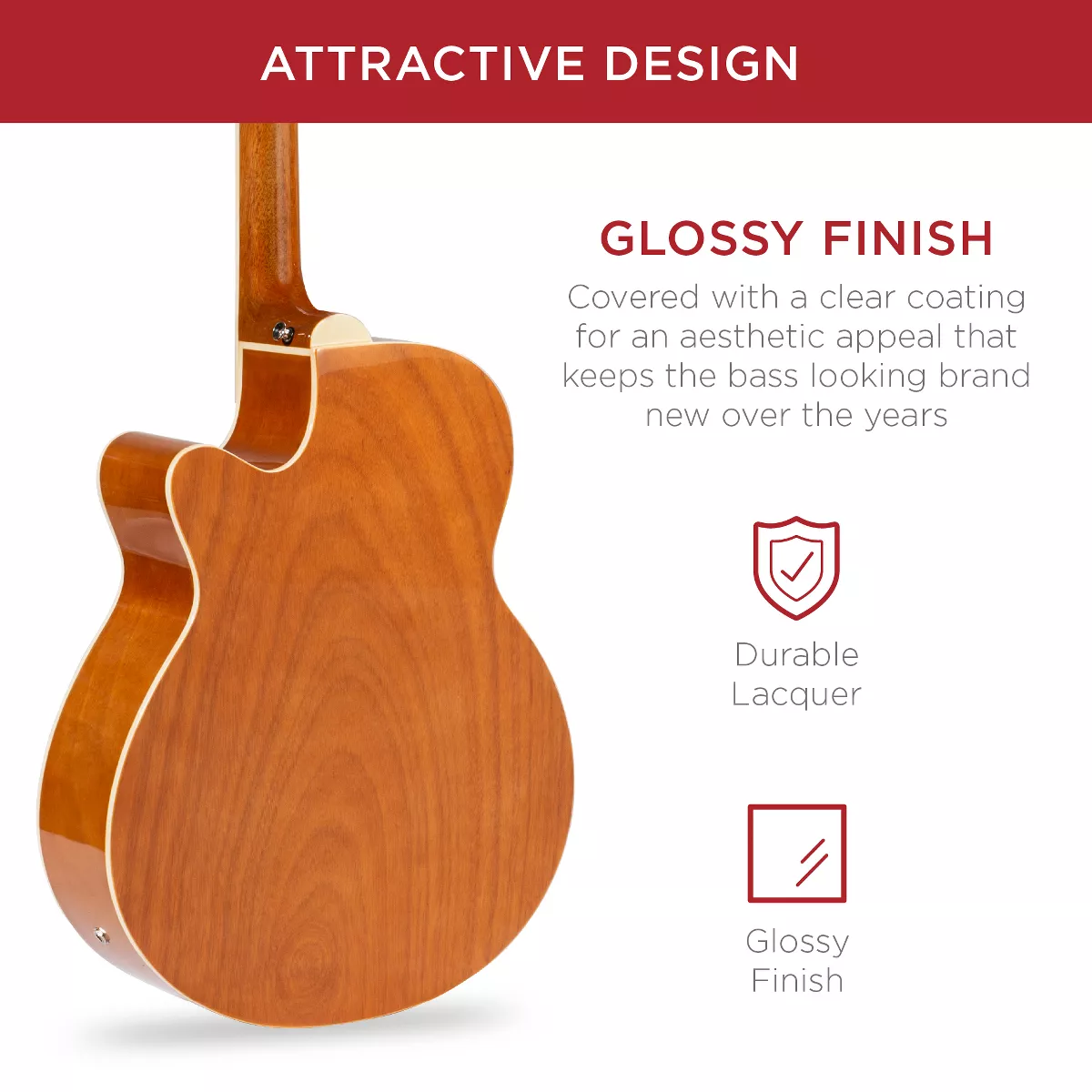 Best Choice Products 22-Fret Full Size Acoustic Electric Bass Guitar w/ 4-Band Equalizer, Adjustable Truss Rod - Natural