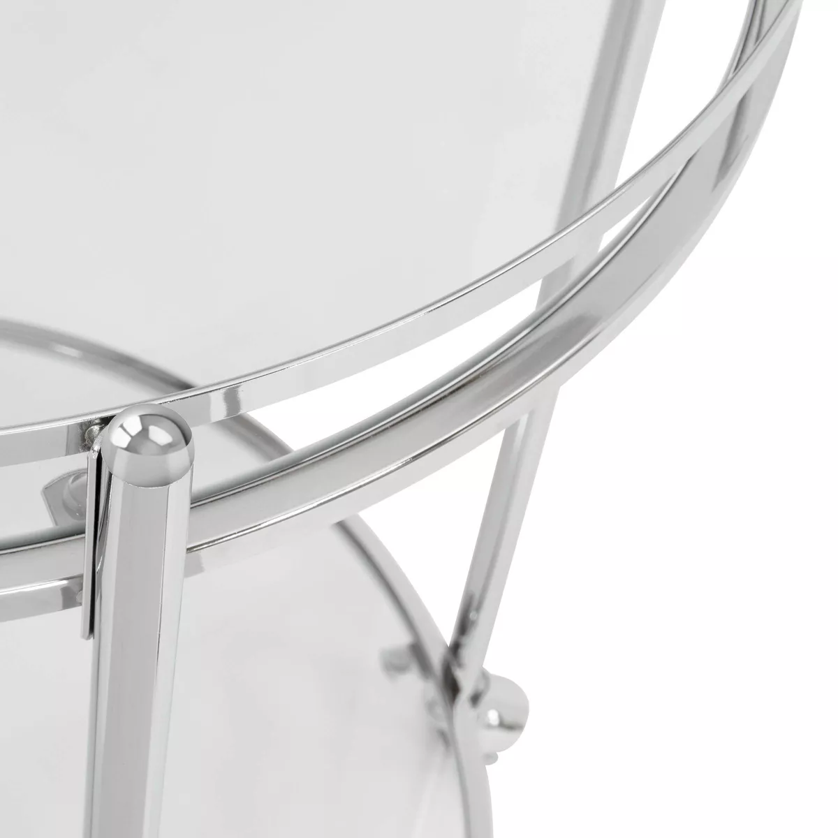 Veranda Round Bar Cart with Clear Glass Chrome - Studio Designs Home
