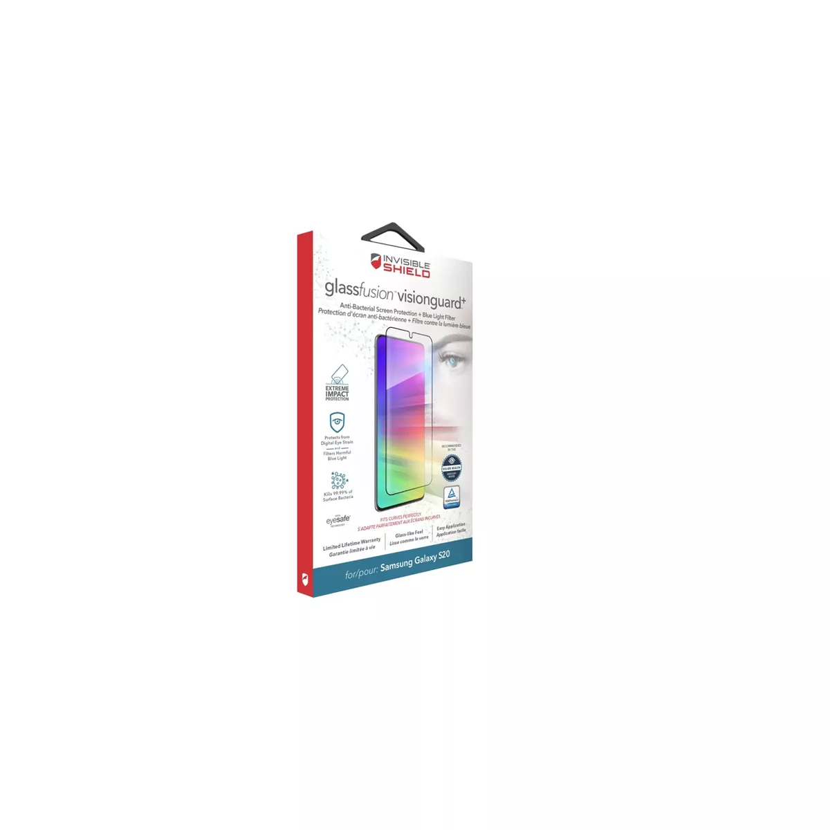 ZAGG Samsung Galaxy S20/S20 5G InvisibleShield VisionGuard+ Screen Protector with Anti-Microbial Technology