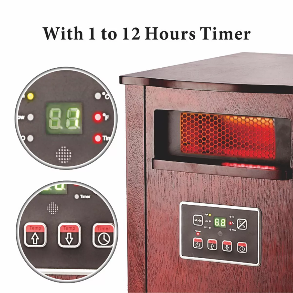 Infrared Quartz Heater With Remote & LED Display