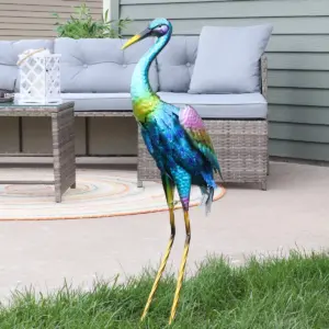 Sunnydaze Metal Crane Outdoor Garden Statue Yard Art Sculpture - 29