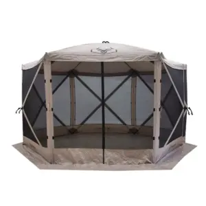 Gazelle GG601DS Easy Pop Up, Portable, Waterproof, UV-Resistant 8-Person Camping and Outdoors Gazebo Day Tent with Mesh Windows, Desert Sand