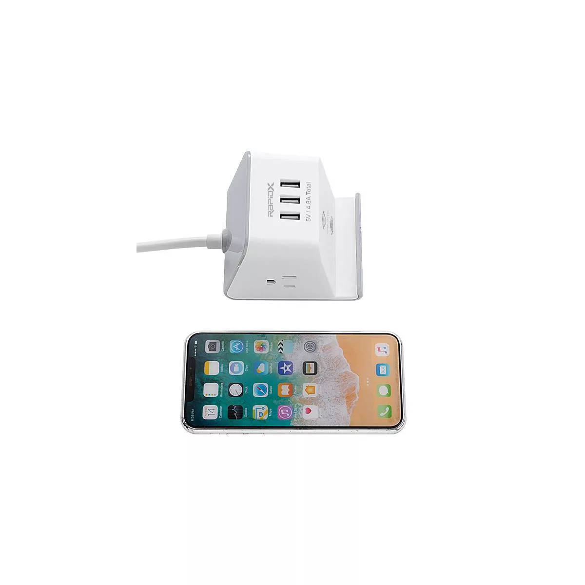 MyDesktop 29W Wireless Charging Stand with 3 USB Ports and 2 Power Outlets