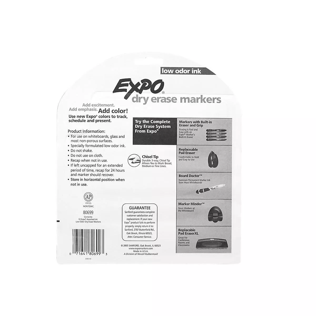 Expo Dry-erase Markers Chisel Point Nontoxic 12/ST Assorted 80699