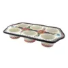 Blue Rose Polish Pottery Floral Butterfly Muffin Pan