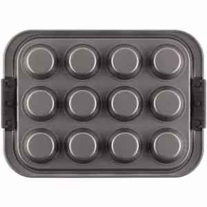 Anolon Advanced Nonstick Bakeware Set includes Nonstick Baking Pan with Lid and Muffin/Cupcake Pan - 3 Piece, Gray