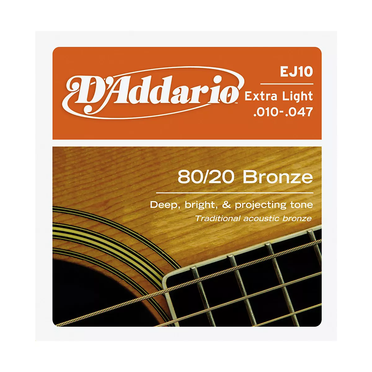 D'Addario EJ10 80/20 Bronze Extra Light Acoustic Guitar Strings