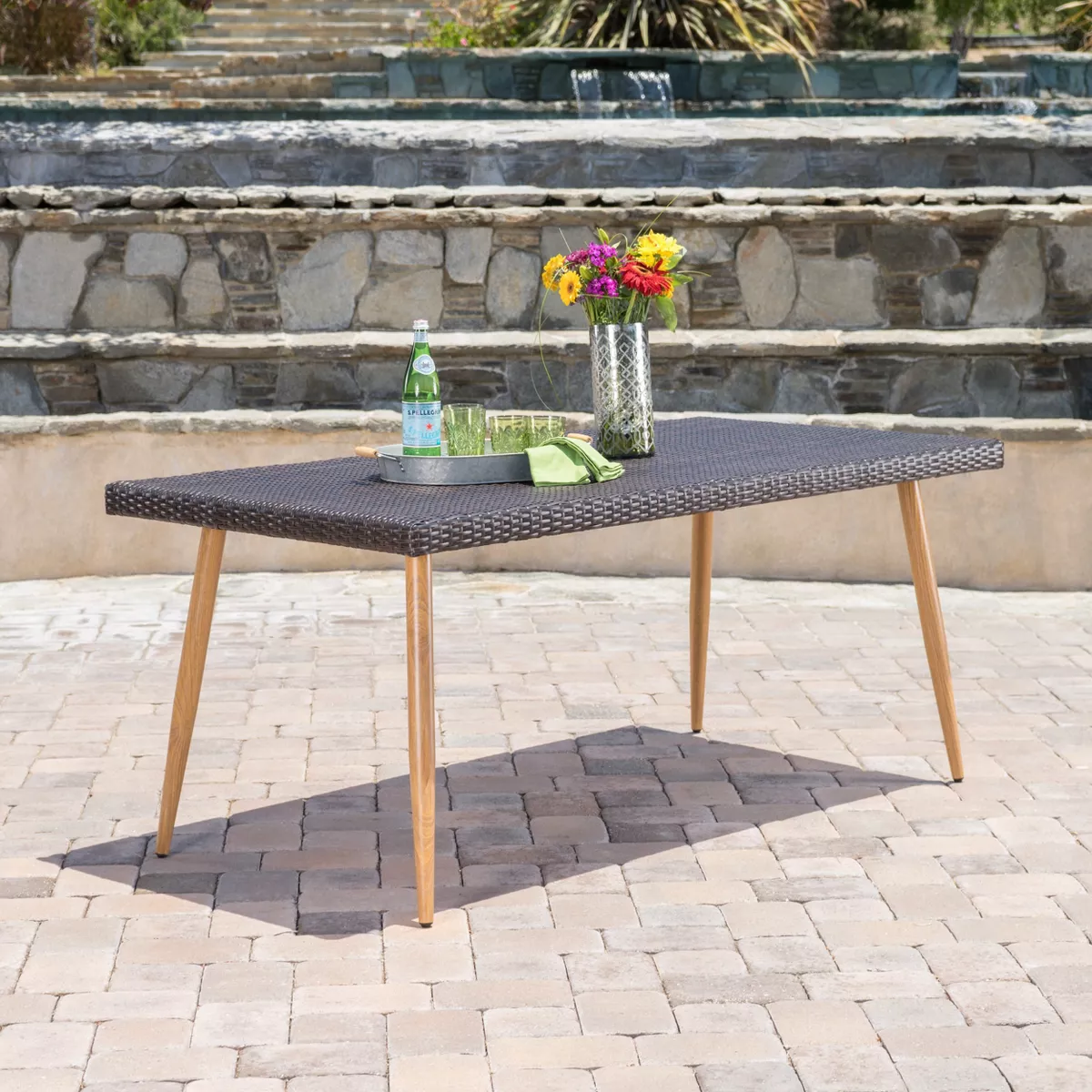 Delphi Rectangular Wicker Dining Table - Multibrown Christopher Knight Home