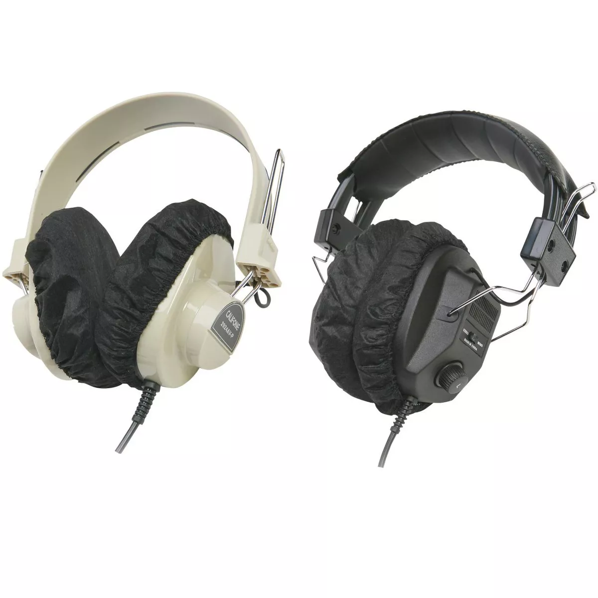 Califone 2924-EC Disposable Cloth Ear Pad Covers, For Use with Headphones, Black, 12 Pairs