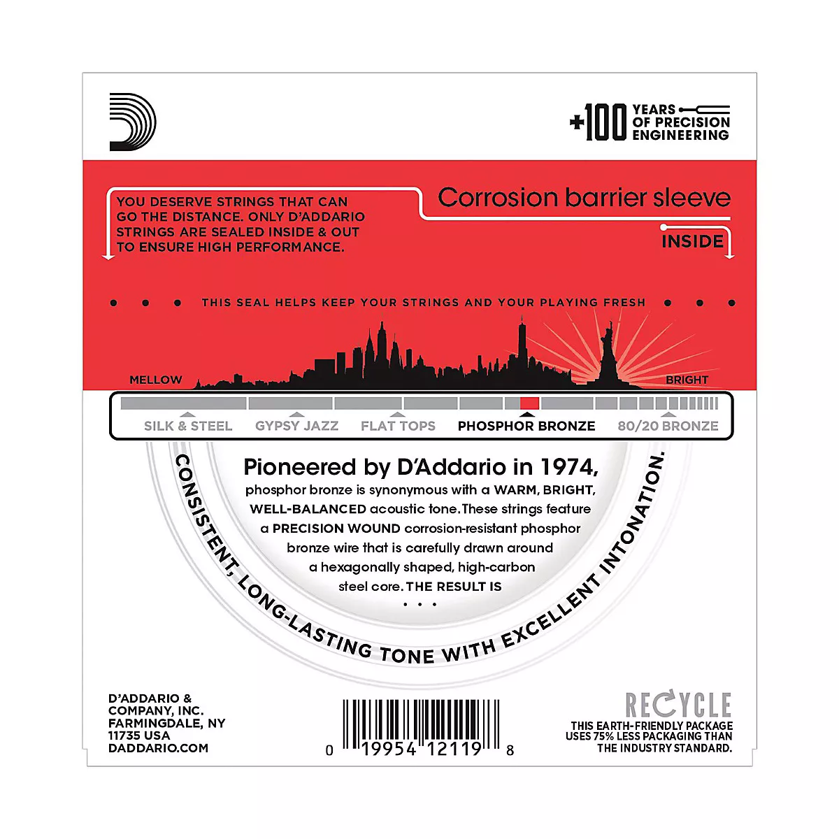 D'Addario EJ39 PB Medium 12-String Acoustic Guitar String Set