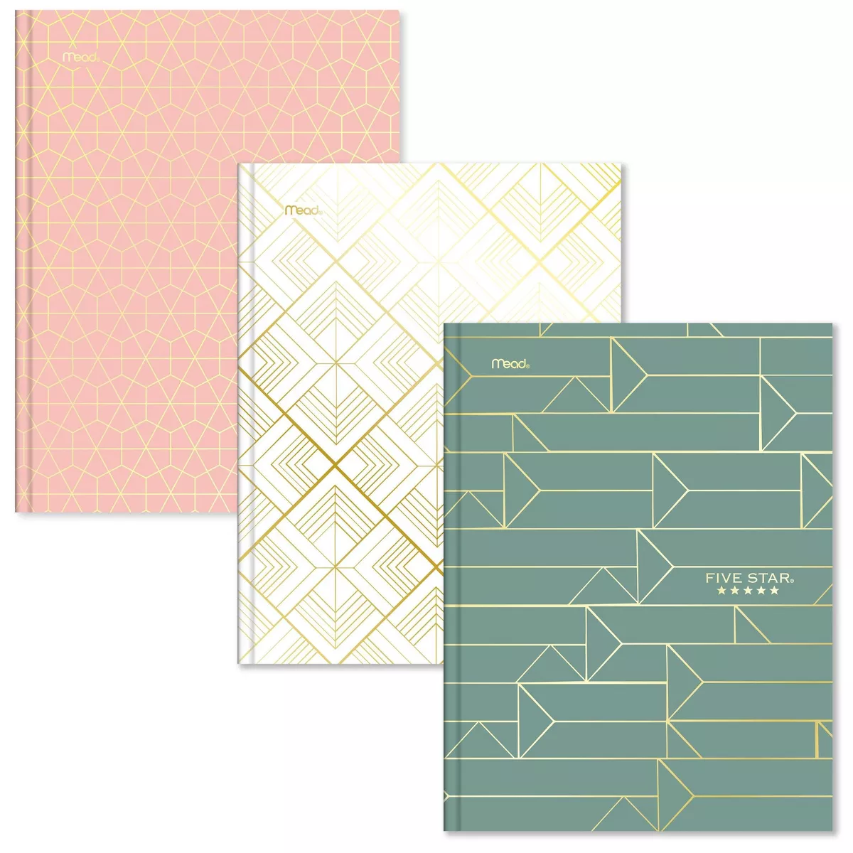 Five Star Composition Book Metallic Geo Hardcover Green Linear