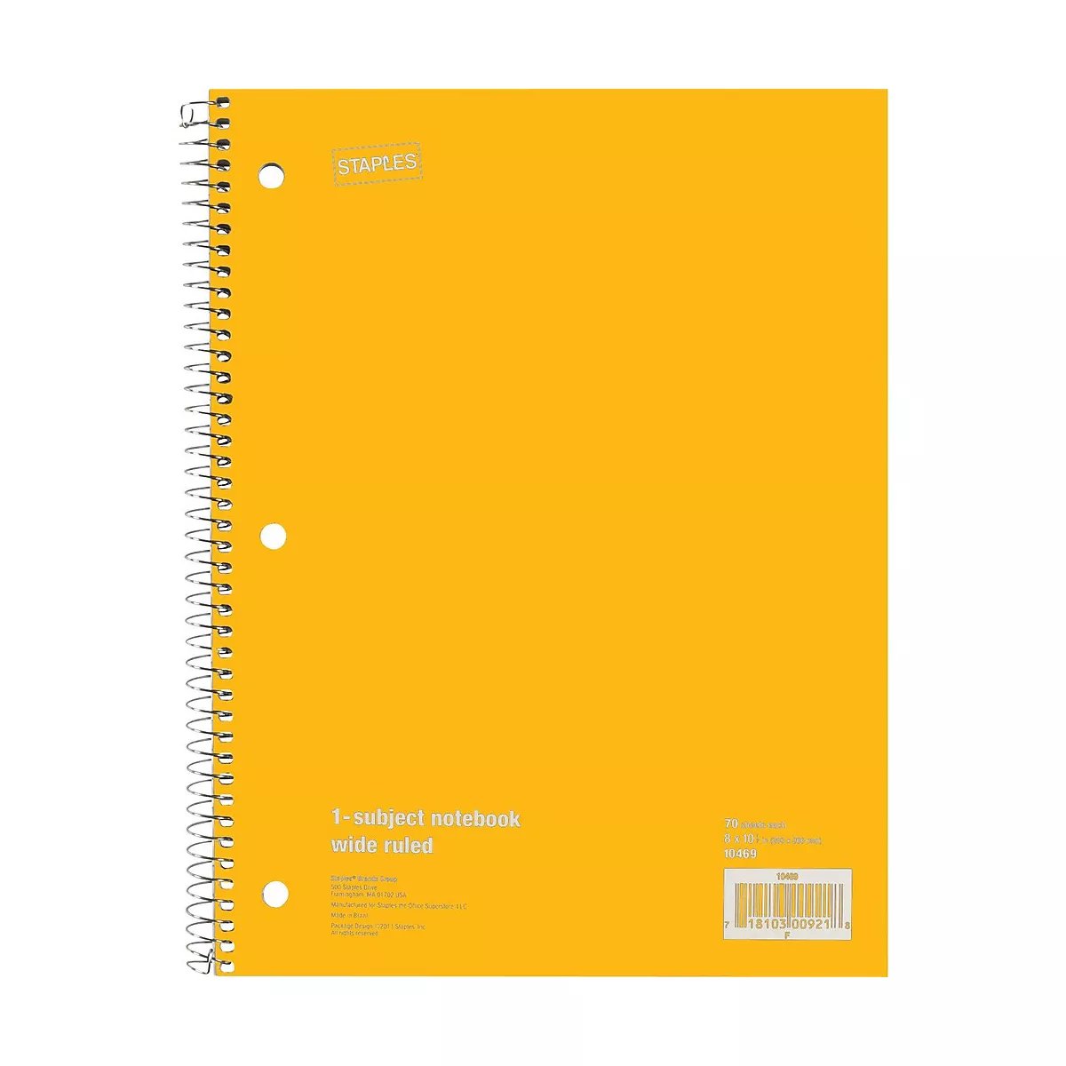 Staples 1 Subject Notebook 8" x 10-1/2" 72 pack 11667CT