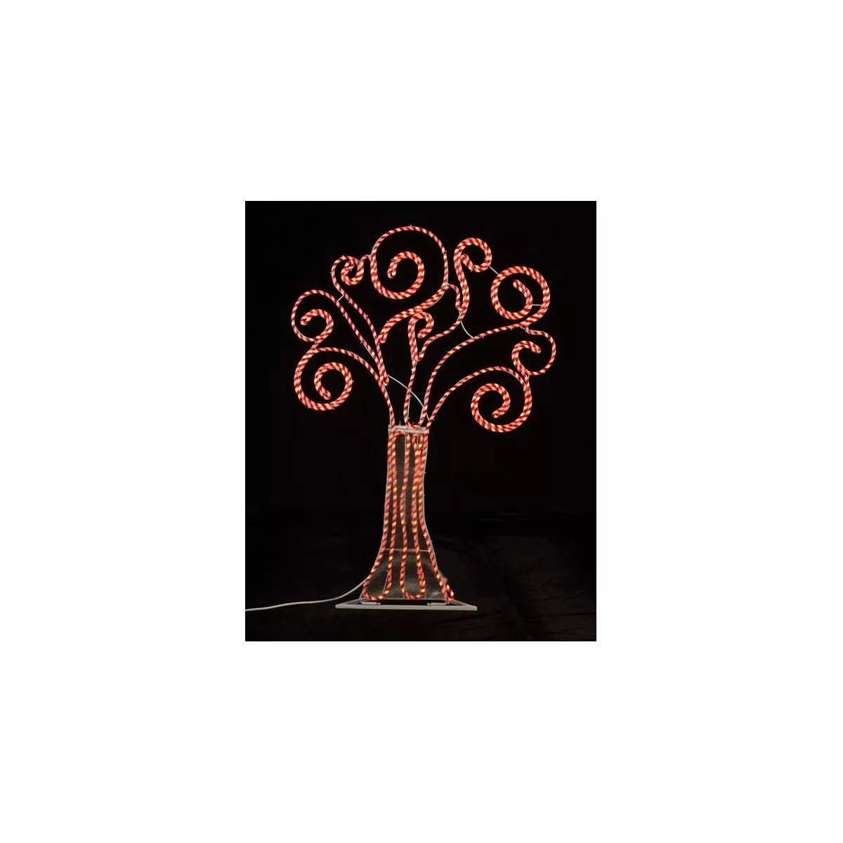Roman 4' Pre-Lit Artificial Christmas Tree Peppermint Twist Swirl Decoration - Red Lights
