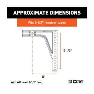 Curt Adjustable Weight Distribution Hitch Shank Replacement for Truck Trailer Towing 17132
