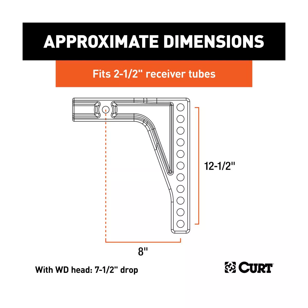 Curt Adjustable Weight Distribution Hitch Shank Replacement for Truck Trailer Towing 17132