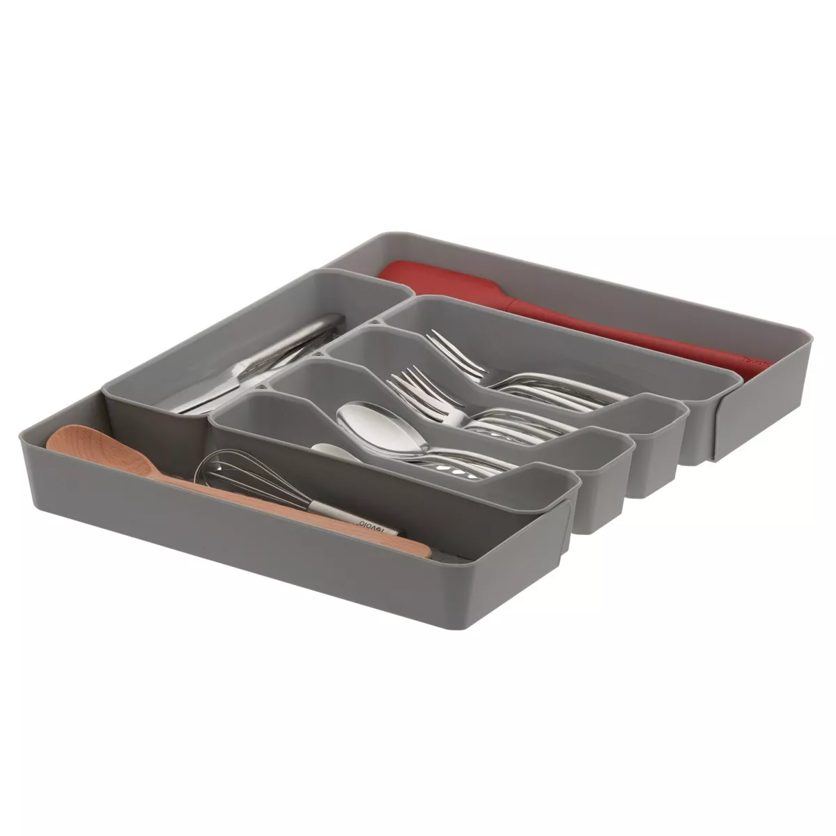 10"x13" Hexa 5-Divider Expandable Silverware Tray (Expands up to 16.75") Gray - Spectrum Diversified