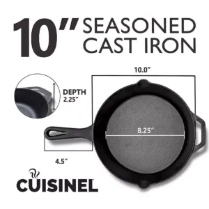 Cuisinel C12606-8-10-12 Indoor Outdoor 6 Inch, 8 Inch, 10 Inch, and 12 Inch Pre Seasoned Cast Iron Skillet Frying Pan Cookware Set with Handle Covers