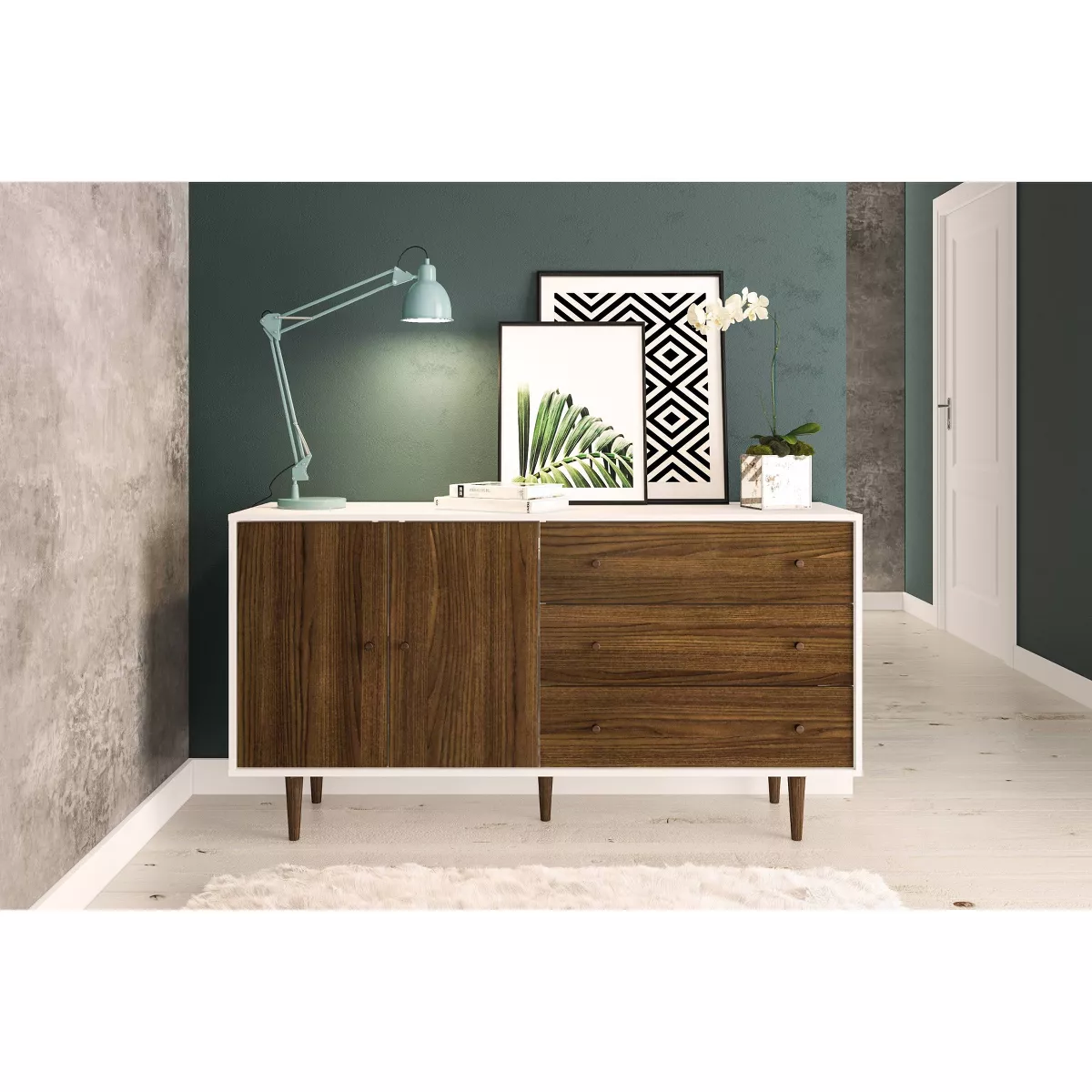 Naples Side Board White/Dark Brown - Chique