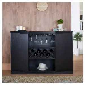Rosio Transitional Criss Cross Wine Storage Dining Buffet Vintage Walnut - HOMES: Inside + Out
