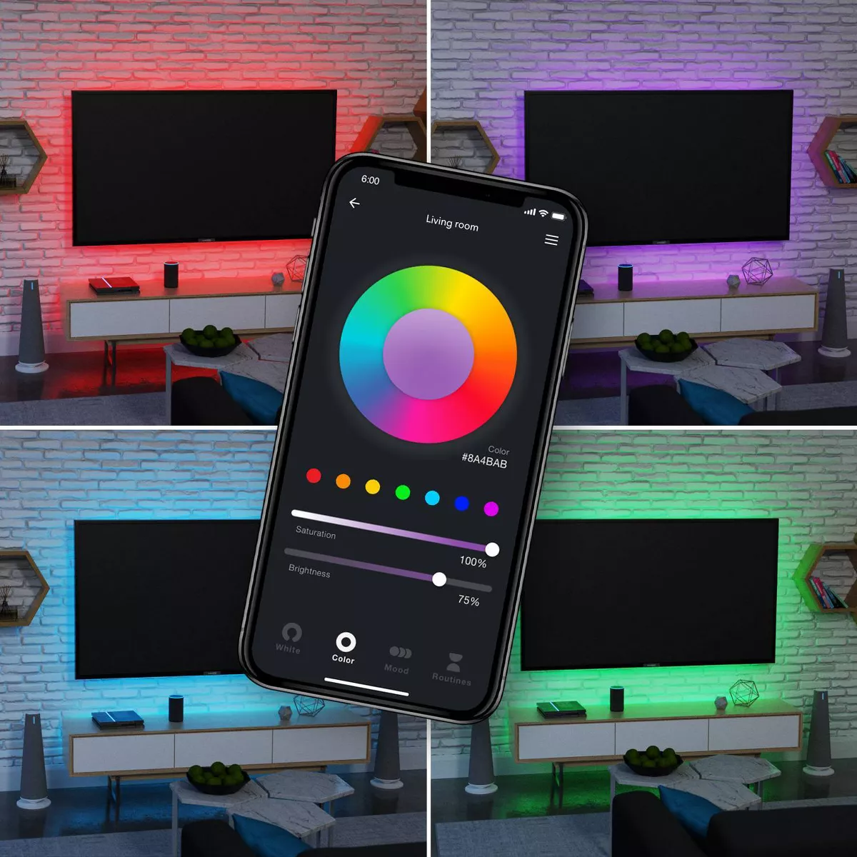 Smart 5M/16.4 ft. Changing RGB LED Wi-Fi Enabled Voice Activated Plug-In Strip Light