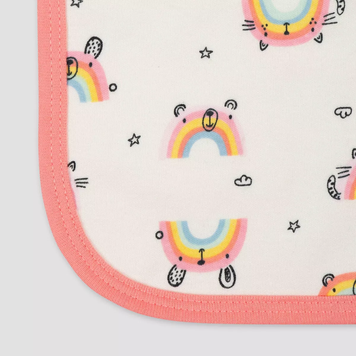 Gerber Baby Girls' 4pk Rainbow Print Interlock and Terry Burp Cloth Set - Pink
