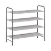 mDesign Metal and Polyester 4 Tier Shoe Storage Organizer Rack - Graphite/Gray