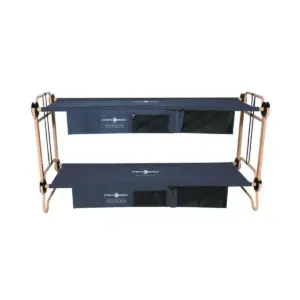 Disc-O-Bed Large Cam-O-Bunk 79 x 28 Inch Portable Folding Bunked Double Camping Cot Bed with 2 Organizers and 2 Carry Bags, Navy Blue